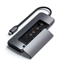 Адаптер мультипортовый Satechi Hybrid Multiport Adapter (with SSD Enclosure) 4 в 1, серый космос— фото №2