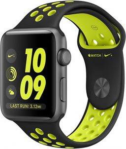 Apple Watch Nike+ (MP0A2RU/A) - 42 мм, алюминий «серый космос», спортивный ремешок Nike цвета «чёрный/салатовый»— фото №0