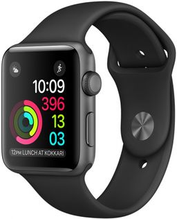 Apple Watch Series 2 (MP0D2RU/A) - 38 мм, алюминий «серый космос», черный спортивный ремешок— фото №0