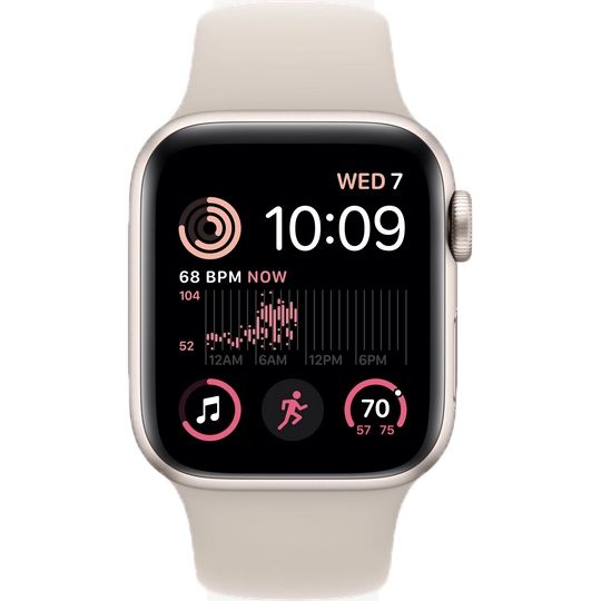 Apple Watch SE 2 GPS 44mm (корпус - сияющая звезда, спортивный ремешок цвета сияющая звезда)— фото №1