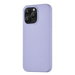 Чехол-накладка uBear Capital Case для iPhone 15 Pro, кожа, лавандовый— фото №1