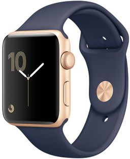 Apple Watch Series 2 (MQ152RU/A) - 42 мм, золотистый алюминий, тёмно-синий спортивный ремешок— фото №0