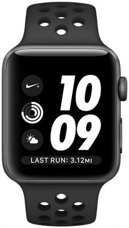 Apple Watch Nike+ (MQ182RU/A) - 42 мм, алюминий «серый космос», спортивный ремешок Nike цвета «антрацитовый/чёрный»— фото №1