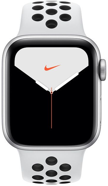 Apple Watch Nike Series 5, 40 мм, алюминий серебристого цвета, спортивный ремешок Nike «чистая платина/чёрный»— фото №1