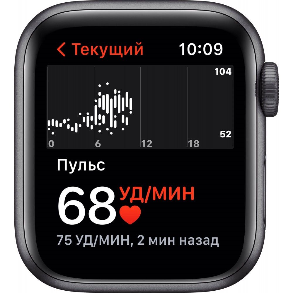 Apple Watch SE GPS 40mm (корпус - серый космос, спортивный ремешок черного цвета)— фото №3