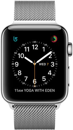 Apple Watch Series 2 (MNP62RU/A) - 38 мм, нержавеющая сталь, миланский сетчатый браслет— фото №1