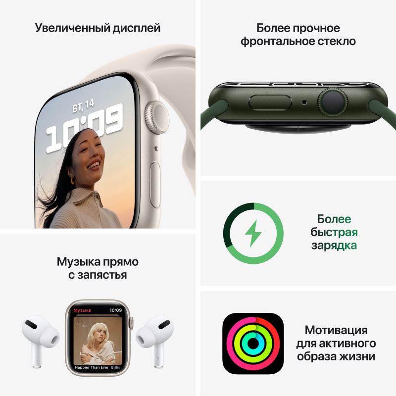 Apple Watch Nike Series 7 GPS 41mm (корпус - темная ночь, спортивный ремешок Nike цвета антрацитовый/черный, IP67/WR50)— фото №3