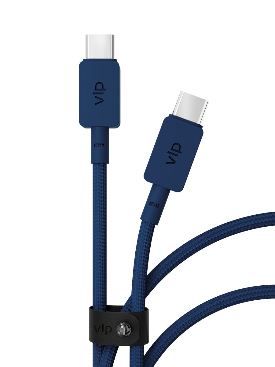 Кабель VLP Nylon Cable USB-C / USB-C, A, 100Вт  1,2м, темно-синий— фото №1