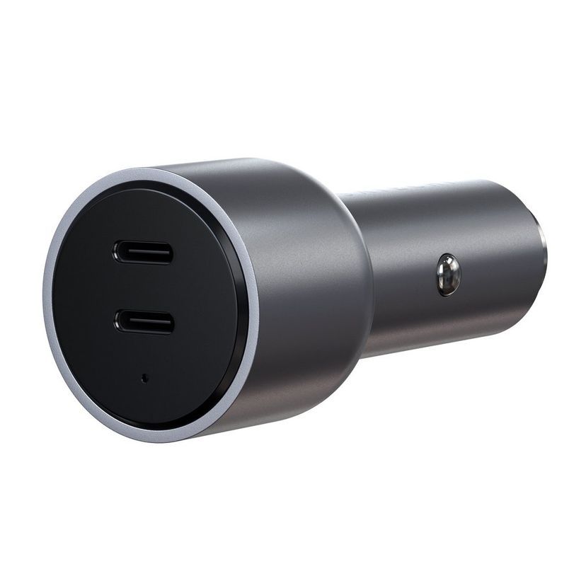 Зарядное устройство автомобильное Satechi 40W Dual USB-C PD Car Charger, 40Вт, серый космос— фото №1