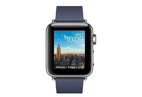 Apple Watch Series 2 (MNPA2RU/A) - 38 мм, нержавеющая сталь, тёмно-синий ремешок с современной пряжкой— фото №1