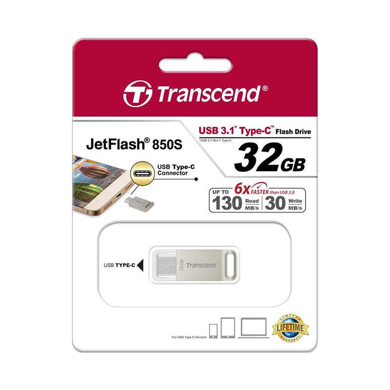 Флеш-накопитель Transcend JetFlash 850, 32GB, серебристый— фото №3