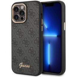 Чехол-накладка Guess 4G Script metal logo Hard для iPhone 14 Pro, полиуретан, черный— фото №0