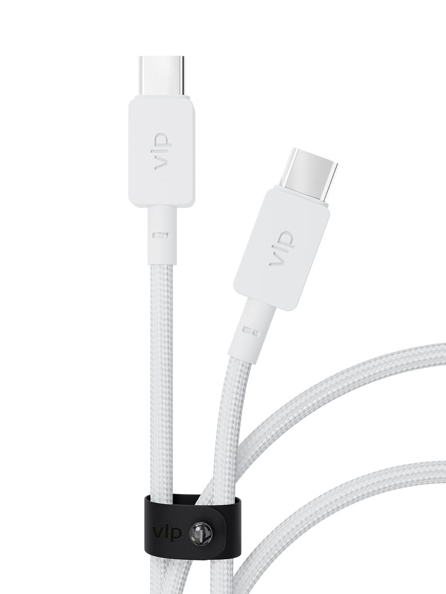 Кабель VLP Nylon Cable USB-C / USB-C, A, 100Вт  2м, белый— фото №1