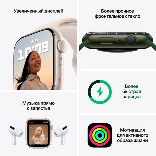 Apple Watch Series 7 GPS 45mm (корпус - синий, спортивный ремешок цвета синий омут, IP67/WR50)— фото №6