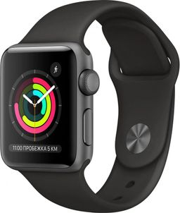 Apple Watch Series 3 (MQL12RU/A) - 42 мм, алюминий «серый космос», спортивный ремешок черного цвета— фото №0