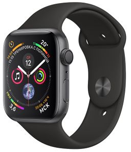 Apple Watch Series 4 (MU662RU/A) - 40 мм, алюминий «серый космос», спортивный ремешок черного цвета— фото №0