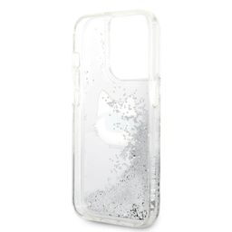 Чехол-накладка Lagerfeld Liquid Glitter NFT Choupette head Hard для iPhone 15 Pro Max, силикон, серебристый— фото №2