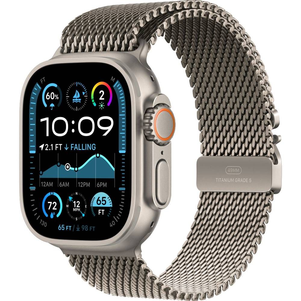 Apple Watch Ultra 2 GPS + Cellular 49mm (корпус - титан, ремешок Milanese Loop серебристый, IP6X)— фото №0