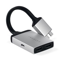 Адаптер мультипортовый Satechi Type-C Dual HDMI Adapter 3 в 1, серебристый— фото №0