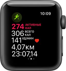 Apple Watch Series 3 (MQL12RU/A) - 42 мм, алюминий «серый космос», спортивный ремешок черного цвета— фото №3