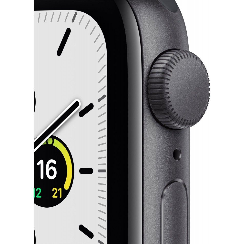 Apple Watch SE GPS 44mm (корпус - серый космос, спортивный ремешок черного цвета)— фото №1