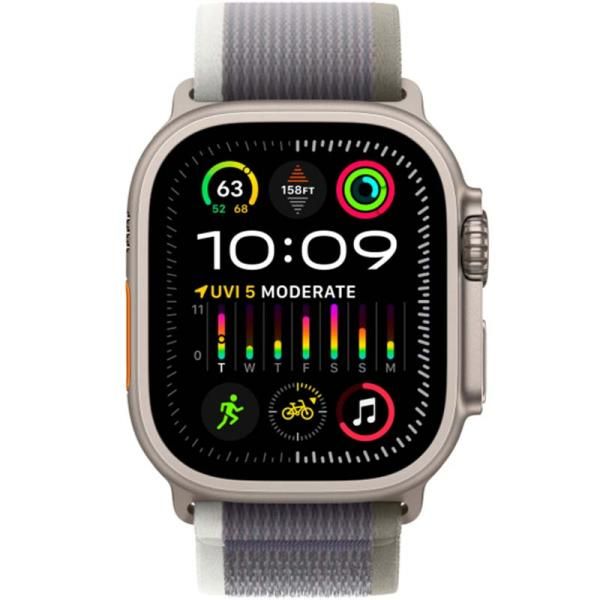 Apple Watch Ultra 2 GPS + Cellular 49mm (корпус - титан, ремешок Trail Loop зеленый/серый, IP6X)— фото №1