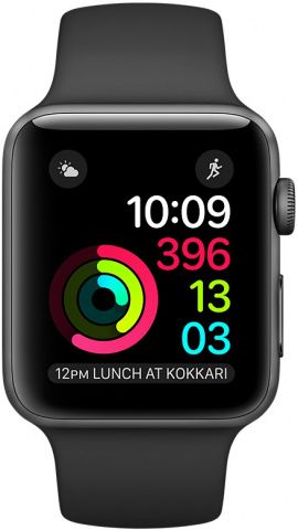 Apple Watch Series 2 (MP062RU/A) - 42 мм, алюминий «серый космос», черный спортивный ремешок— фото №1