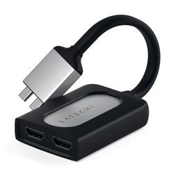 Адаптер мультипортовый Satechi Type-C Dual HDMI Adapter 3 в 1, серебристый— фото №1