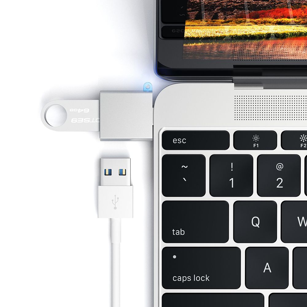 Адаптер Satechi Type-C USB 3.0 USB / USB-C, серебристый— фото №3