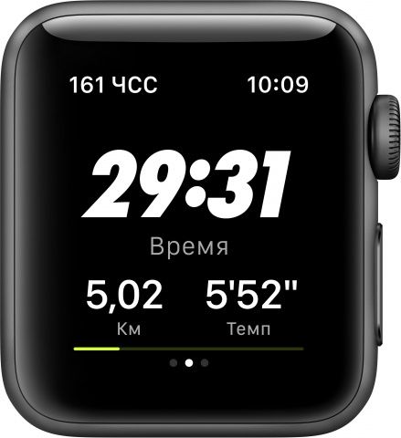 Apple Watch Nike+ Series 3, 42 мм, алюминий цвета «серый космос», спортивный ремешок Nike цвета «антрацитовый/чёрный»— фото №3