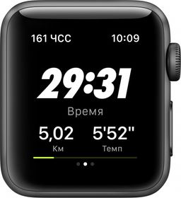 Apple Watch Nike+ Series 3, 42 мм, алюминий цвета «серый космос», спортивный ремешок Nike цвета «антрацитовый/чёрный»— фото №3