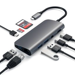 Адаптер мультипортовый Satechi Aluminum Multimedia Adapter 9 в 1, серый космос— фото №6