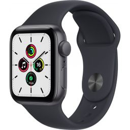 Apple Watch SE GPS 44mm (корпус - серый космос, спортивный ремешок черного цвета)— фото №0