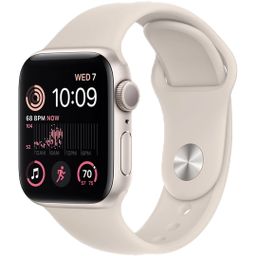 Apple Watch SE 2 GPS 44mm (корпус - сияющая звезда, спортивный ремешок цвета сияющая звезда)— фото №0