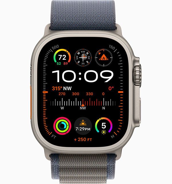 Apple Watch Ultra 2 GPS + Cellular 49mm (корпус - титан, ремешок Alpine Loop синий, IP6X)— фото №1