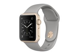 Apple Watch Series 1 (MNNJ2RU/A) - 38 мм, золотистый алюминий, спортивный ремешок цвета «серый камень»— фото №0