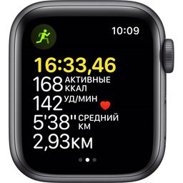 Apple Watch SE GPS 40mm (корпус - серый космос, спортивный ремешок черного цвета)— фото №2