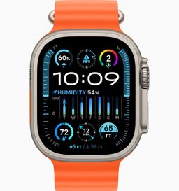 Apple Watch Ultra 2 GPS + Cellular 49mm (корпус - титан, ремешок Ocean Band оранжевый, IP6X)— фото №1