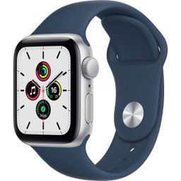 Apple Watch SE GPS 40mm (корпус - серебристый, спортивный ремешок цвета синий омут)— фото №0