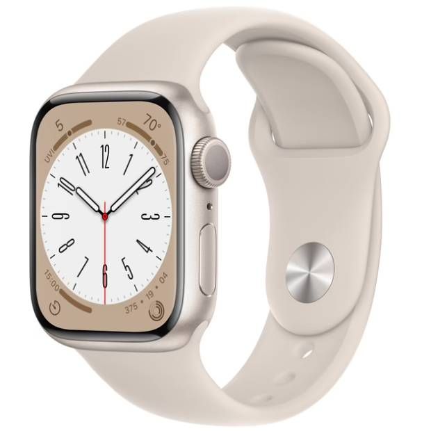 Apple Watch Series 8 GPS 41mm (корпус - сияющая звезда, спортивный ремешок цвета сияющая звезда, IP6X)— фото №0