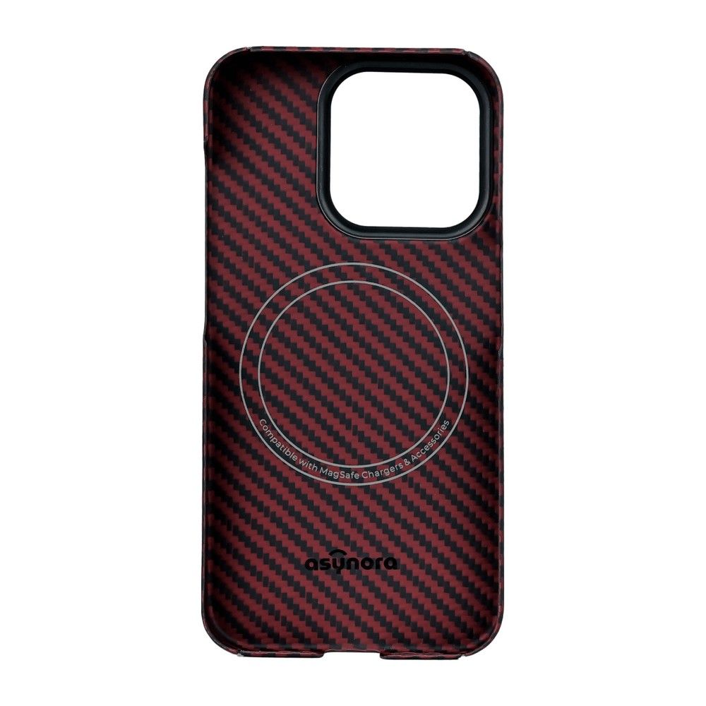 Чехол-накладка Asynora Magnetic aramid fiber для iPhone 15 Pro, кевлар, красный— фото №2