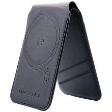 Кардхолдер Magssory Geotag Magnetic Find My Flip Wallet MagSafe, экокожа, черный - 2
