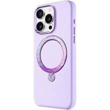 Чехол-накладка PYNANA Dancing Circle для iPhone 16 Pro, экокожа, фиолетовый - 1