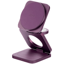 Зарядное устройство беспроводное uBear Balance Slim 3в1, бордовый - 0